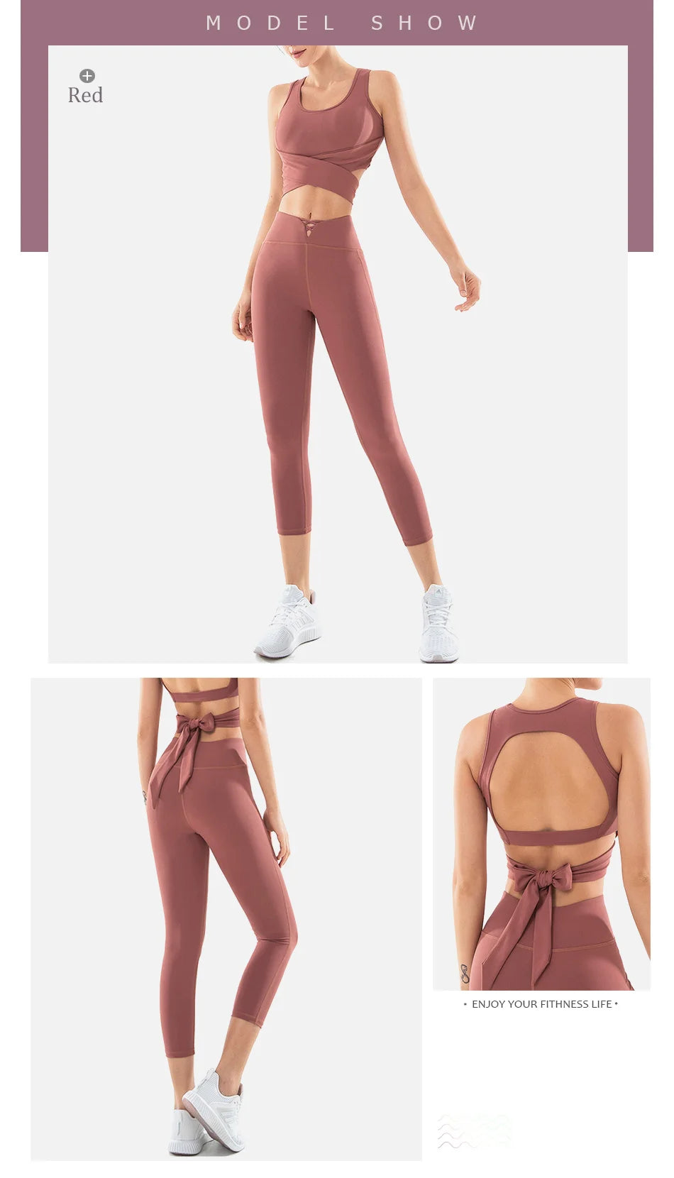 Ensemble soutien-gorge de sport et leggings push-up taille haute en nylon extensible, vĂȘtements de yoga, costume de gymnastique pour femme, costume de fitness pour femme