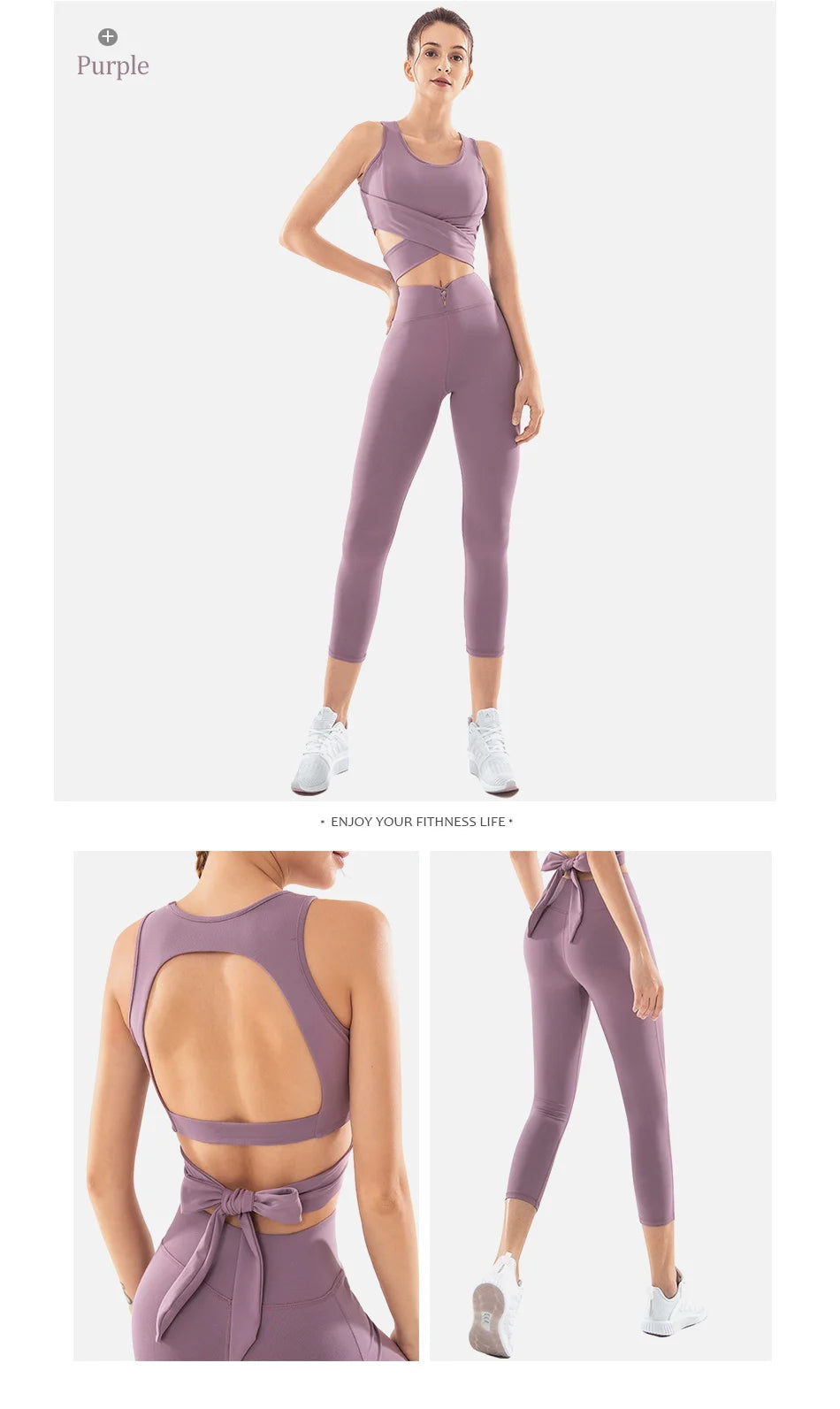 Ensemble soutien-gorge de sport et leggings push-up taille haute en nylon extensible, vĂȘtements de yoga, costume de gymnastique pour femme, costume de fitness pour femme
