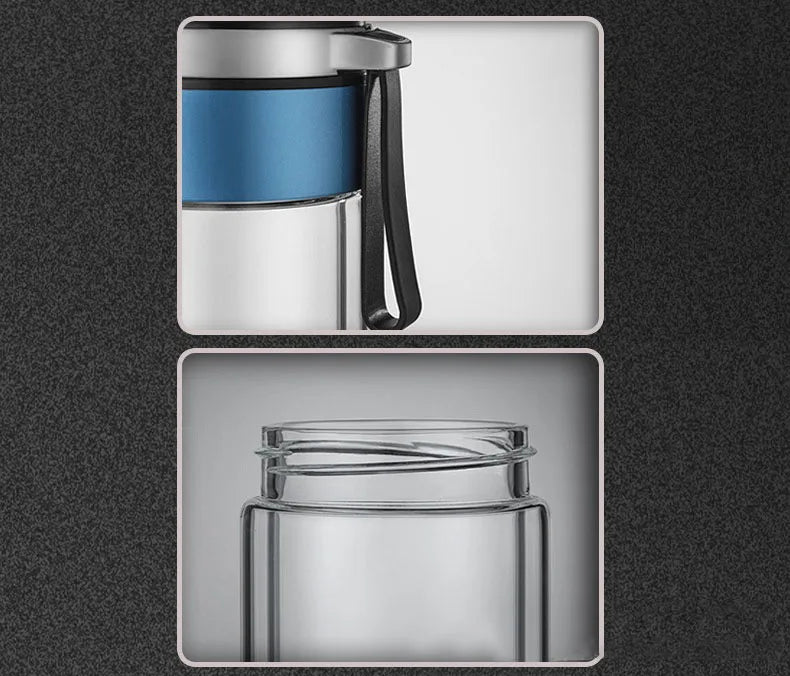 Tasse à thé en verre à double couche, tasse de séparation de thé avec passoire à thé, cadeau créatif en filet rouge