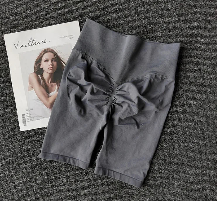 Short de yoga sans couture d'été, short d'entraînement taille haute pour femmes, leggings de gymnastique sexy pour le contrôle du ventre, short de course respirant