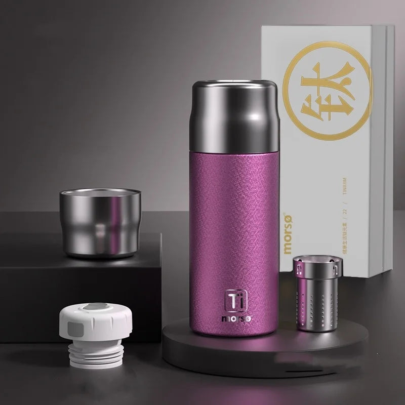 Bouteille isotherme en titane pour thé avec infuseur à thé riche en hydrogène, tasse thermique pour café, garde au chaud/froid, 450 ml