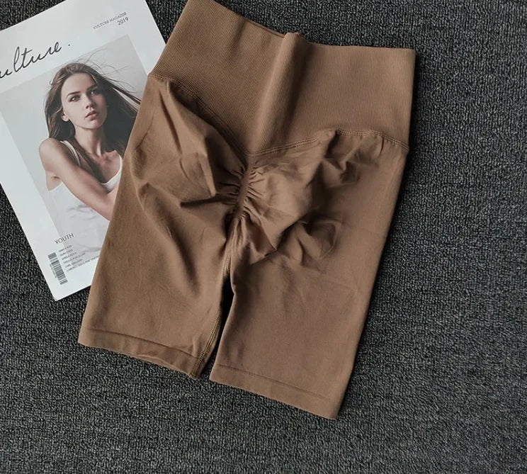 Short de yoga sans couture d'été, short d'entraînement taille haute pour femmes, leggings de gymnastique sexy pour le contrôle du ventre, short de course respirant