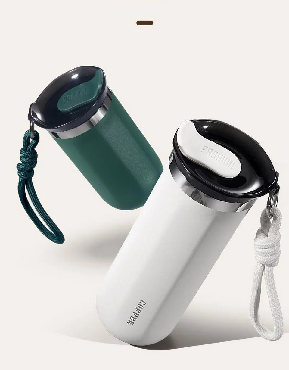 Tasse à café de voyage isolée sous vide, thermos en acier inoxydable, bouteille d'eau thermos réutilisable et anti-fuite