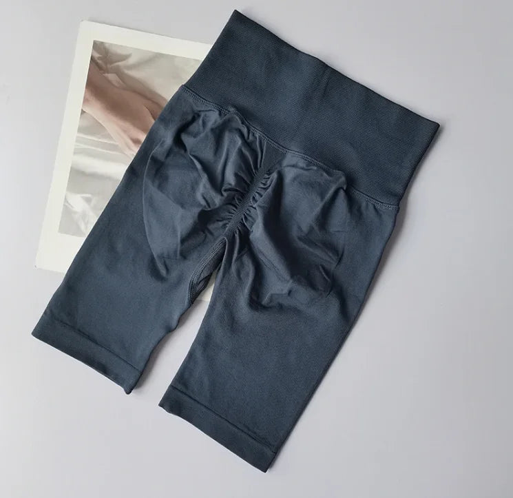 Short de yoga sans couture d'été, short d'entraînement taille haute pour femmes, leggings de gymnastique sexy pour le contrôle du ventre, short de course respirant