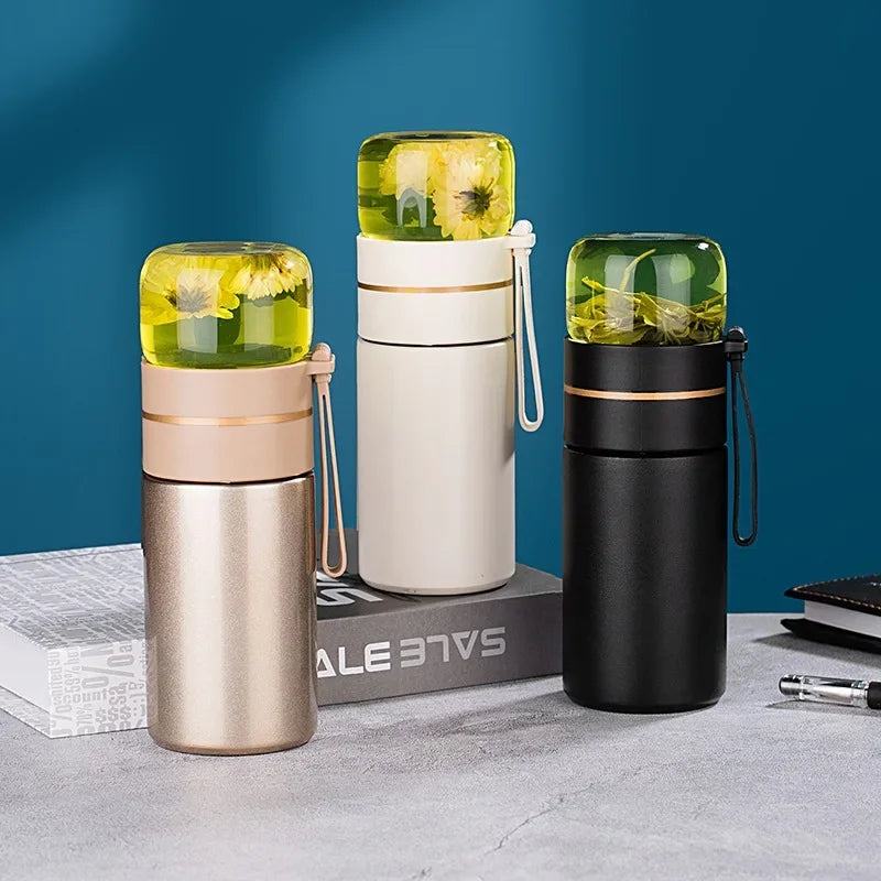 Bouteille à thé en acier inoxydable, thermos isolé, tasse de voyage anti-fuite, passoire pour expérience de thé et de café