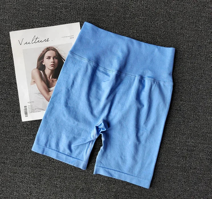 Short de yoga sans couture d'été, short d'entraînement taille haute pour femmes, leggings de gymnastique sexy pour le contrôle du ventre, short de course respirant