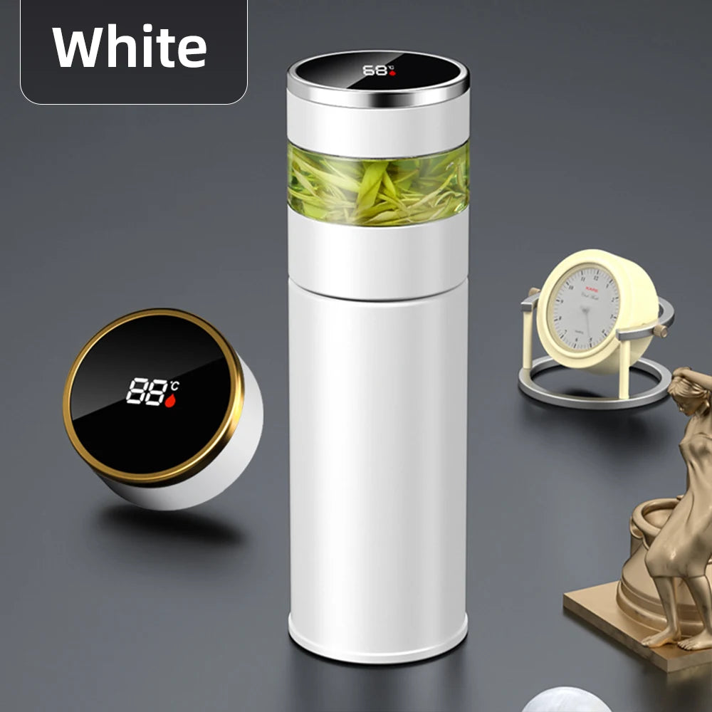 Bouteille isotherme à infuseur à thé avec affichage de la température à LED en acier inoxydable 316 pour thé, bouteille d'eau isolée sous vide