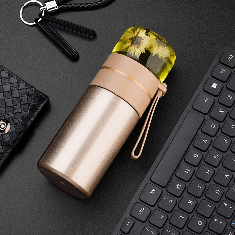 Bouteille à thé en acier inoxydable, thermos isolé, tasse de voyage anti-fuite, passoire pour expérience de thé et de café