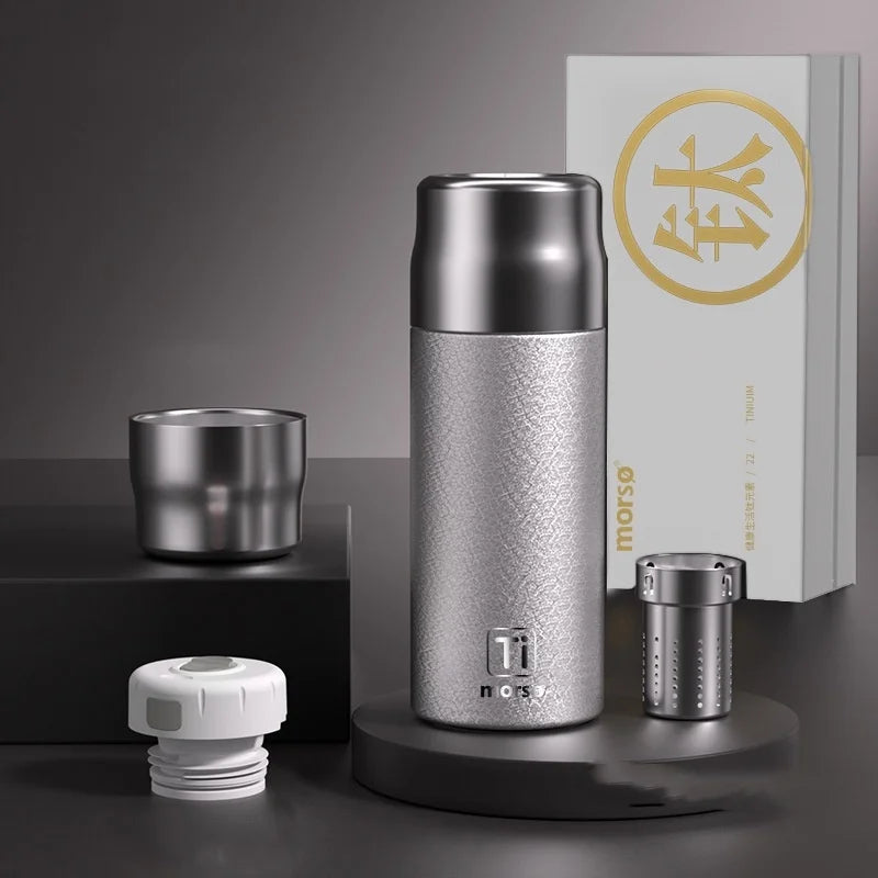 Bouteille isotherme en titane pour thé avec infuseur à thé riche en hydrogène, tasse thermique pour café, garde au chaud/froid, 450 ml