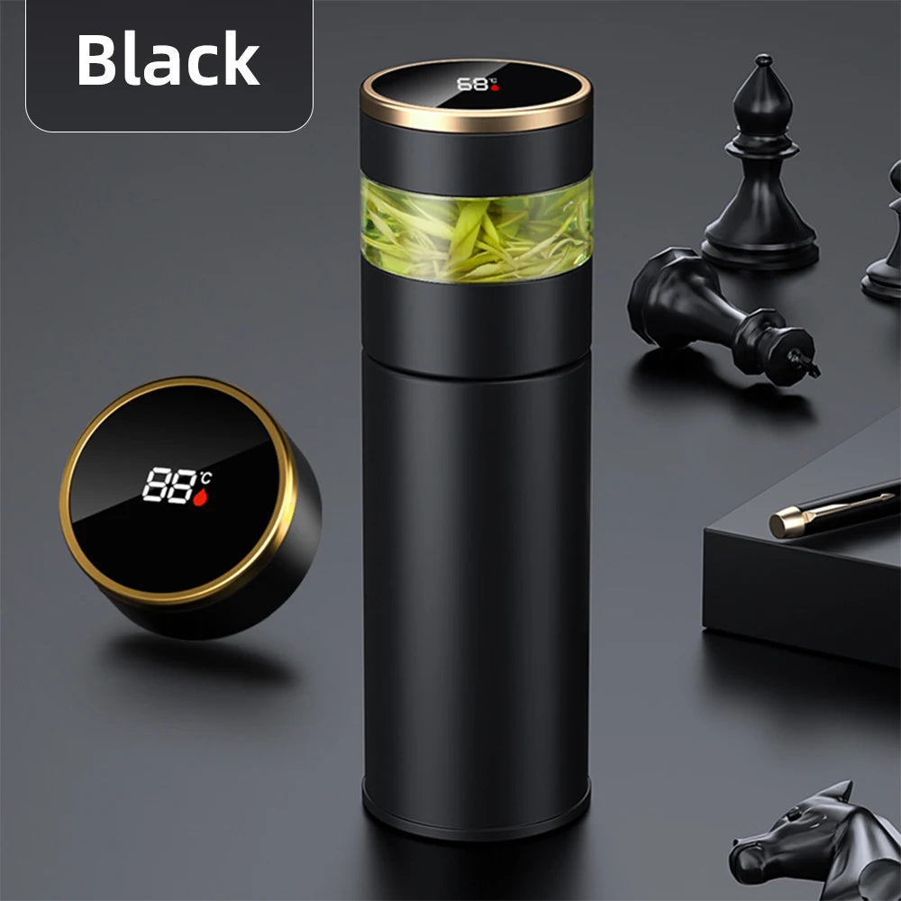 Bouteille isotherme à infuseur à thé avec affichage de la température à LED en acier inoxydable 316 pour thé, bouteille d'eau isolée sous vide