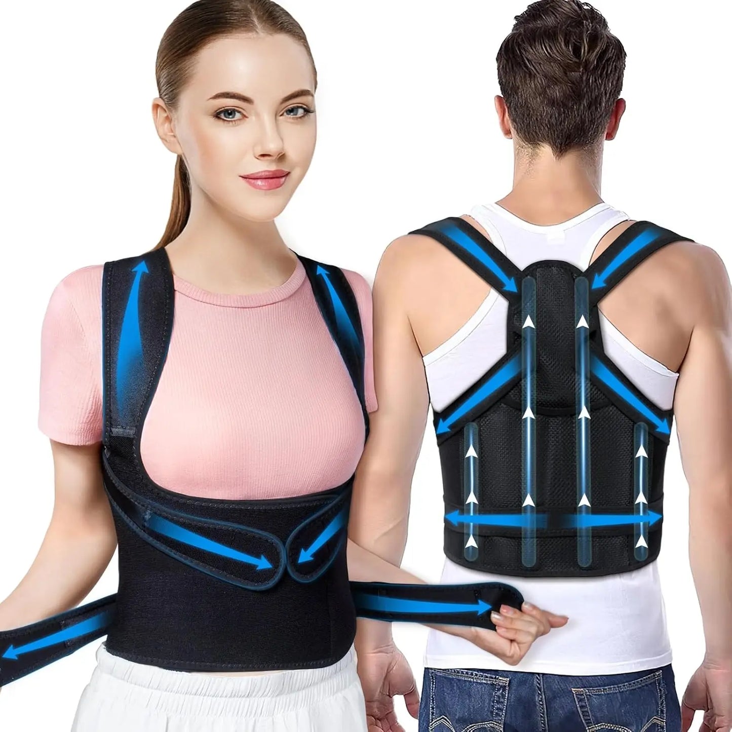 Correcteur de posture pour le dos pour femmes et hommes, redresseur d'épaule, support dorsal complet réglable, orthèse pour le haut et le bas du dos