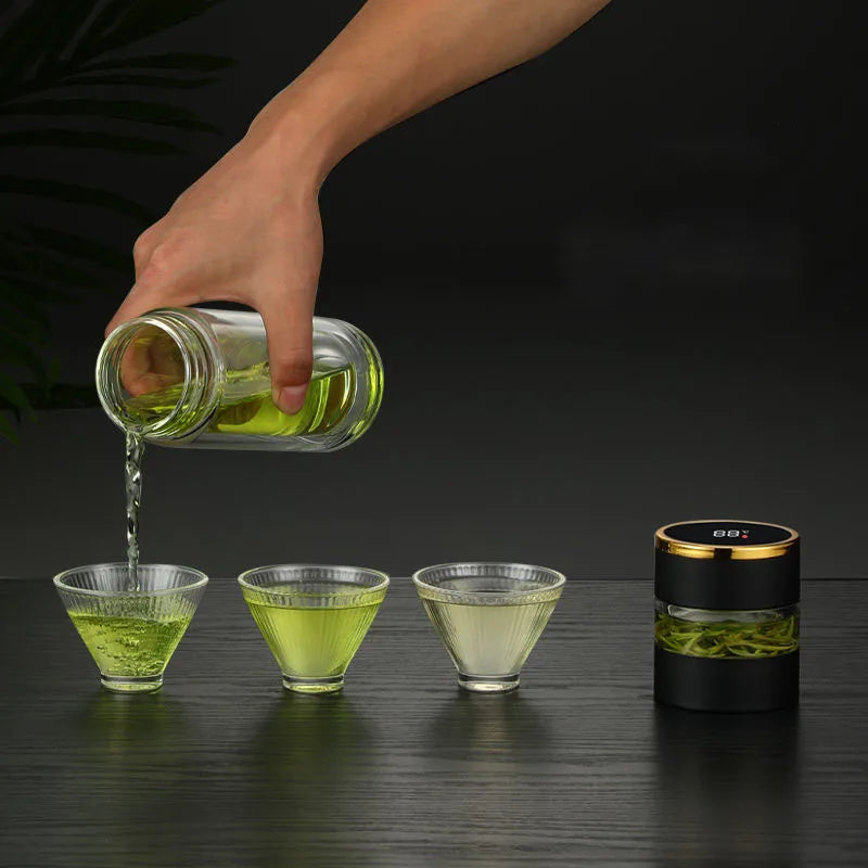 Bouteille isotherme à thé avec infuseur à thé et affichage LED de la température, 450 ml, tasse isotherme en acier inoxydable, bouteille thermos, tasse à café de voyage