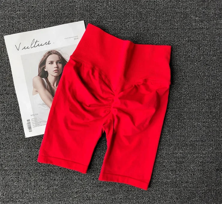 Short de yoga sans couture d'été, short d'entraînement taille haute pour femmes, leggings de gymnastique sexy pour le contrôle du ventre, short de course respirant