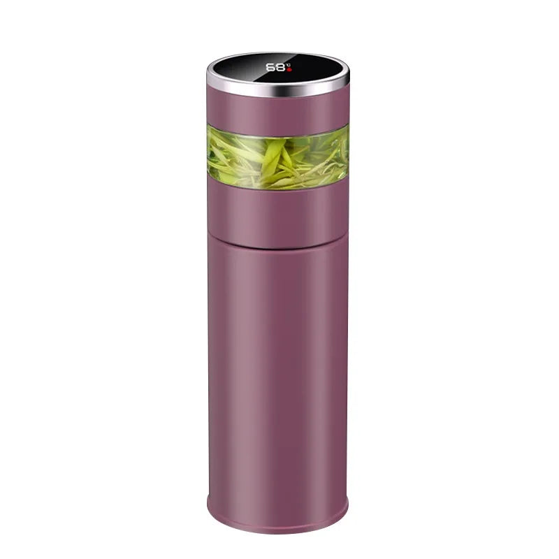 Tasse à thé à affichage LED de température de tasse à vide intelligente en acier inoxydable avec cloison en verre bouteille à vide de thé et d'eau