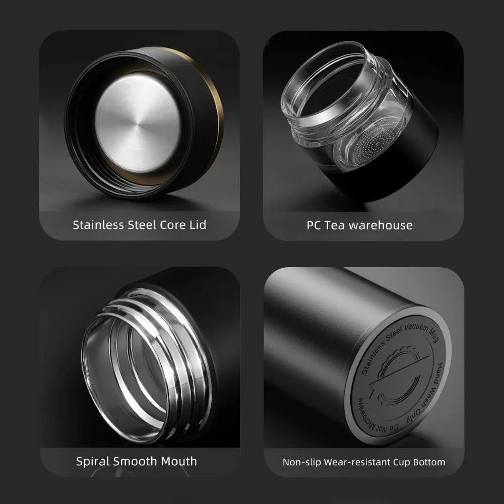 Théière 316 Mesure intelligente de la température Tasse isolée Affichage de la température à LED Tasse à thé de voyage Filtre en acier inoxydable