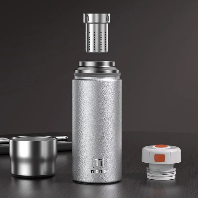Bouteille isotherme en titane pour thé avec infuseur à thé riche en hydrogène, tasse thermique pour café, garde au chaud/froid, 450 ml