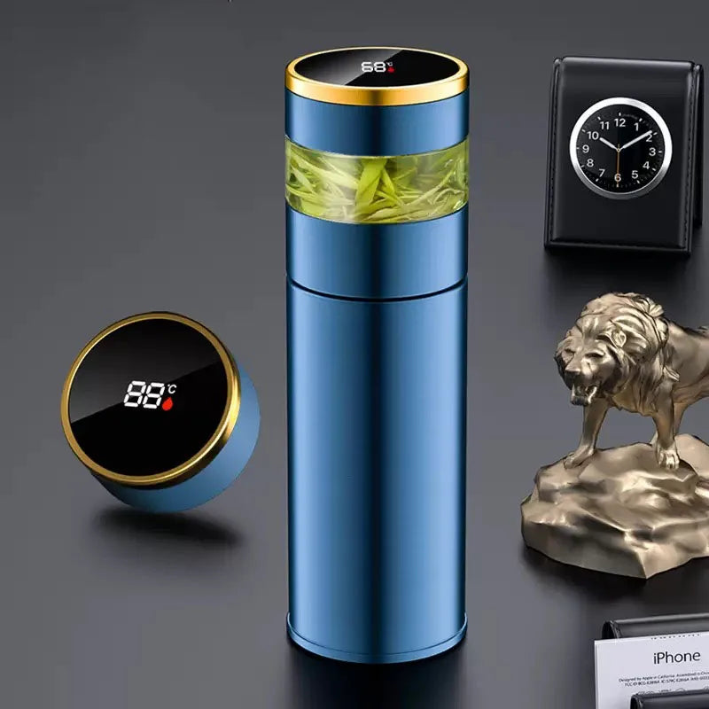 Bouteille isotherme à thé avec infuseur à thé et affichage LED de la température, 450 ml, tasse isotherme en acier inoxydable, bouteille thermos, tasse à café de voyage
