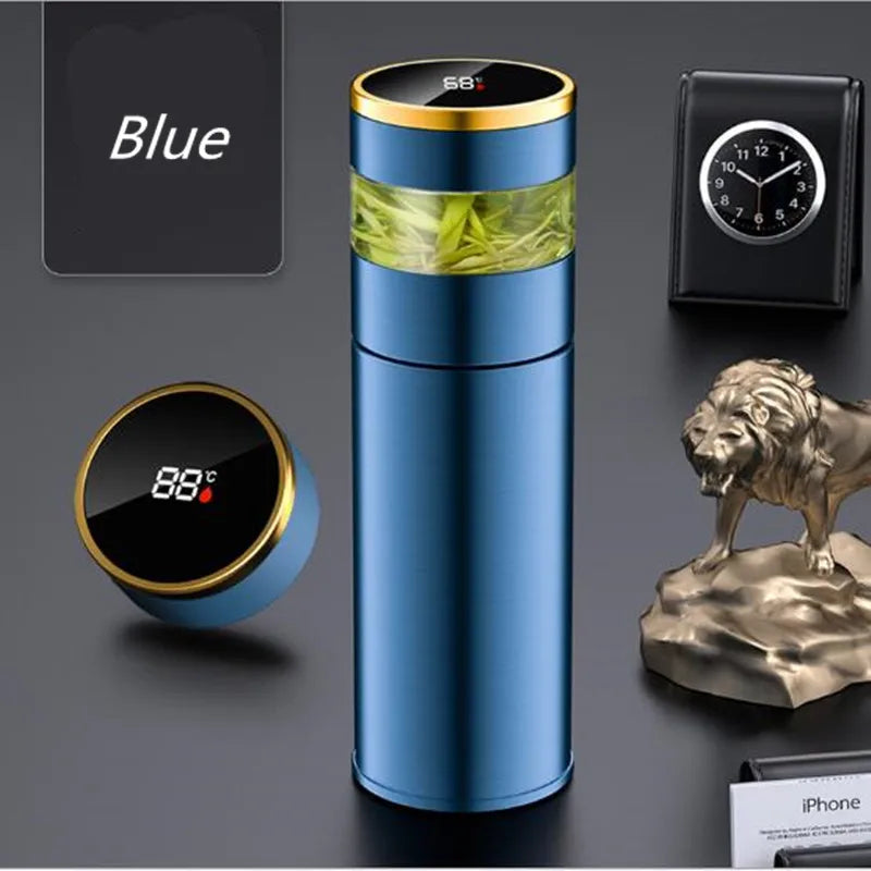 Bouteille isotherme intelligente de 450 ml pour thé avec filtre de séparation,  affichage de la température, bouteille isotherme en acier inoxydable