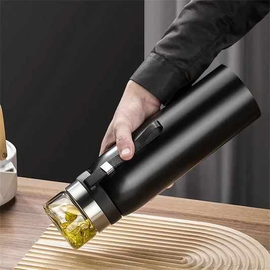 Tasse isotherme de voyage en acier inoxydable 304 de grande capacité avec infuseur à thé et thermos de 750 ml et 1 100 ml