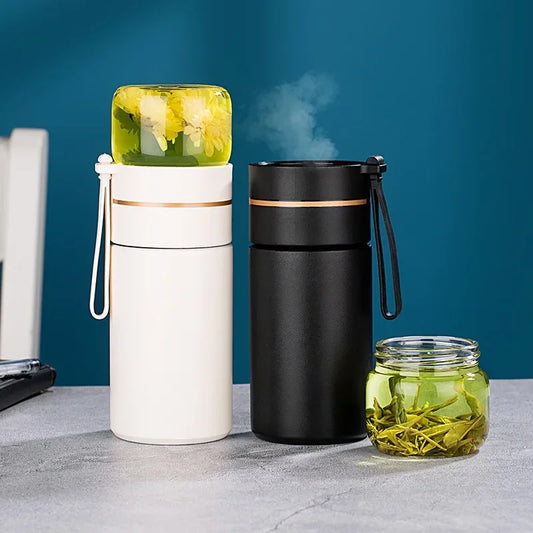 Bouteille à thé en acier inoxydable, thermos isolé, tasse de voyage anti-fuite, passoire pour expérience de thé et de café