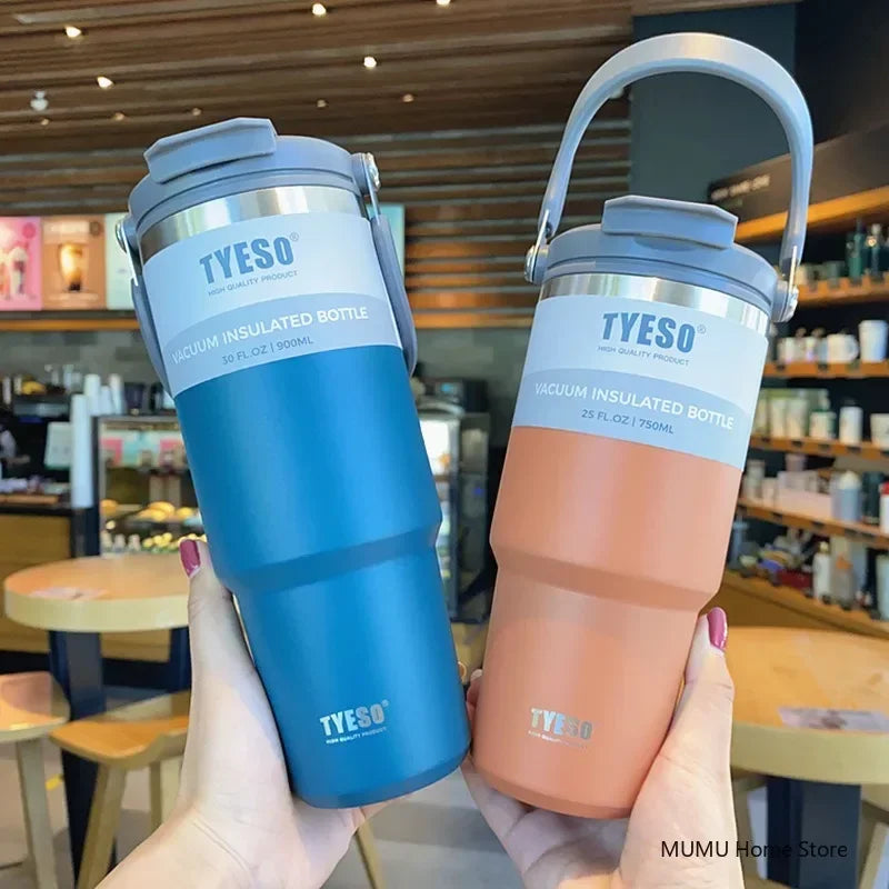 Tyeso Tumbler Tasse à café en acier inoxydable Tasse isotherme sous vide Grande capacité Double boisson Bouteille d'eau de voiture Tasse de voyage