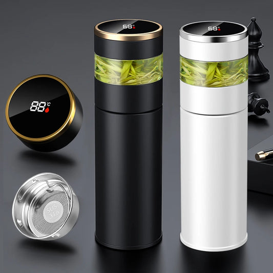 Bouteille isotherme à infuseur à thé avec affichage de la température à LED en acier inoxydable 316 pour thé, bouteille d'eau isolée sous vide