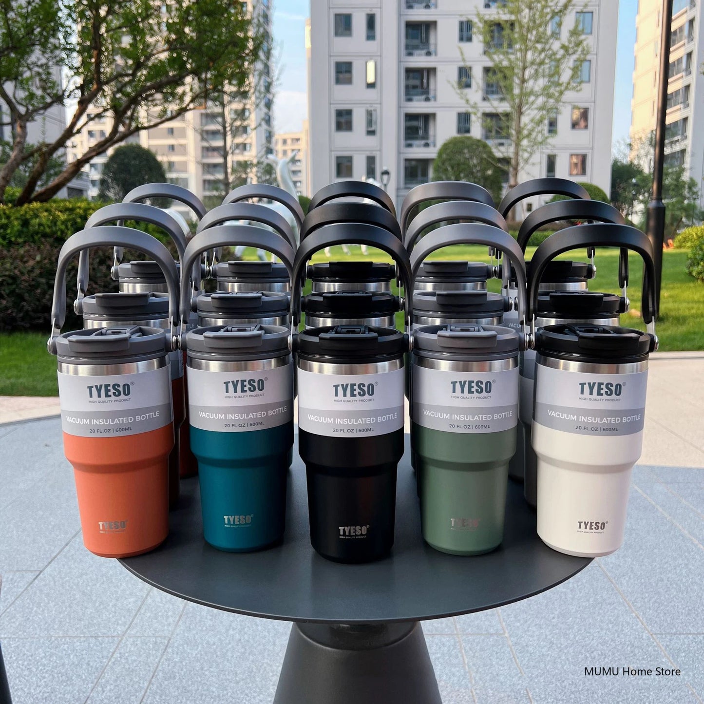 Tyeso Tumbler Tasse à café en acier inoxydable Tasse isotherme sous vide Grande capacité Double boisson Bouteille d'eau de voiture Tasse de voyage