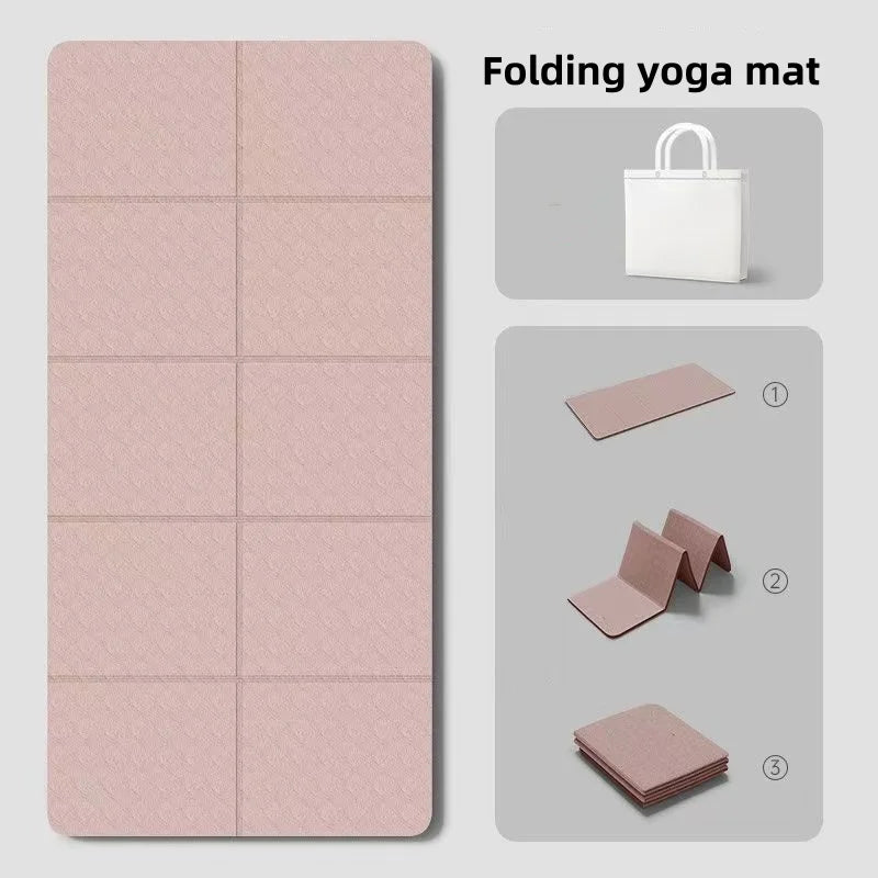 Tapis de yoga pliable en TPE 180 cm x 57 cm x 0,4 cm, portable, antidérapant, absorbant les chocs, sans bruit, pratique pour la maison, les voyages, le fitness, les exercices