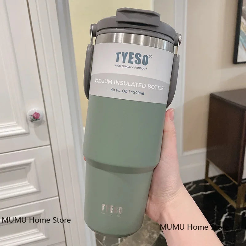 Tyeso Tumbler Tasse à café en acier inoxydable Tasse isotherme sous vide Grande capacité Double boisson Bouteille d'eau de voiture Tasse de voyage