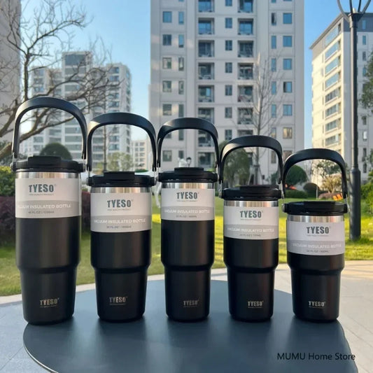 Tyeso Tumbler Tasse à café en acier inoxydable Tasse isotherme sous vide Grande capacité Double boisson Bouteille d'eau de voiture Tasse de voyage