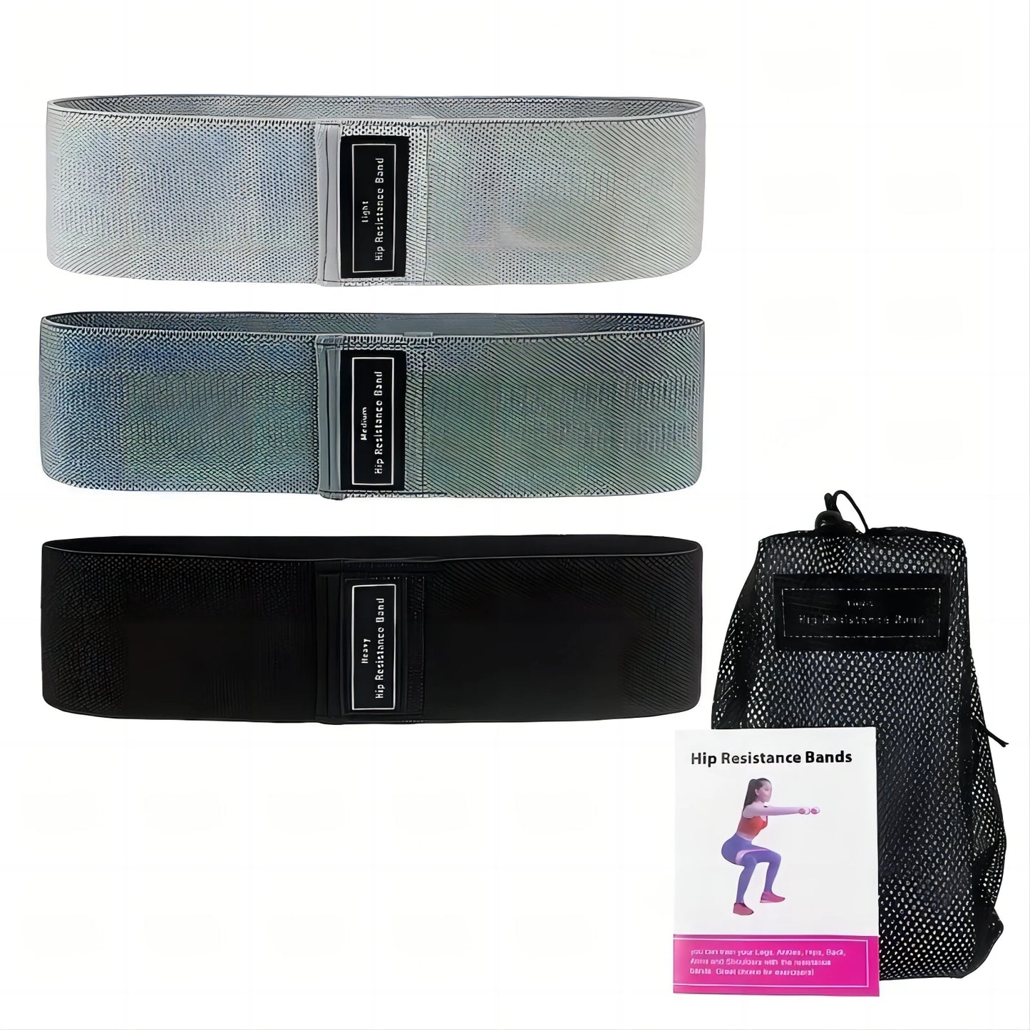 Bandes d'exercice en tissu pour la musculation des hanches des femmes, bandes élastiques de fitness antidérapantes pour la maison