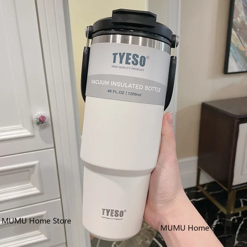 Tyeso Tumbler Tasse à café en acier inoxydable Tasse isotherme sous vide Grande capacité Double boisson Bouteille d'eau de voiture Tasse de voyage