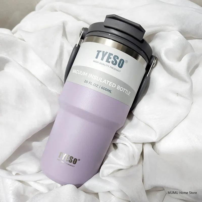 Tyeso Tumbler Tasse à café en acier inoxydable Tasse isotherme sous vide Grande capacité Double boisson Bouteille d'eau de voiture Tasse de voyage