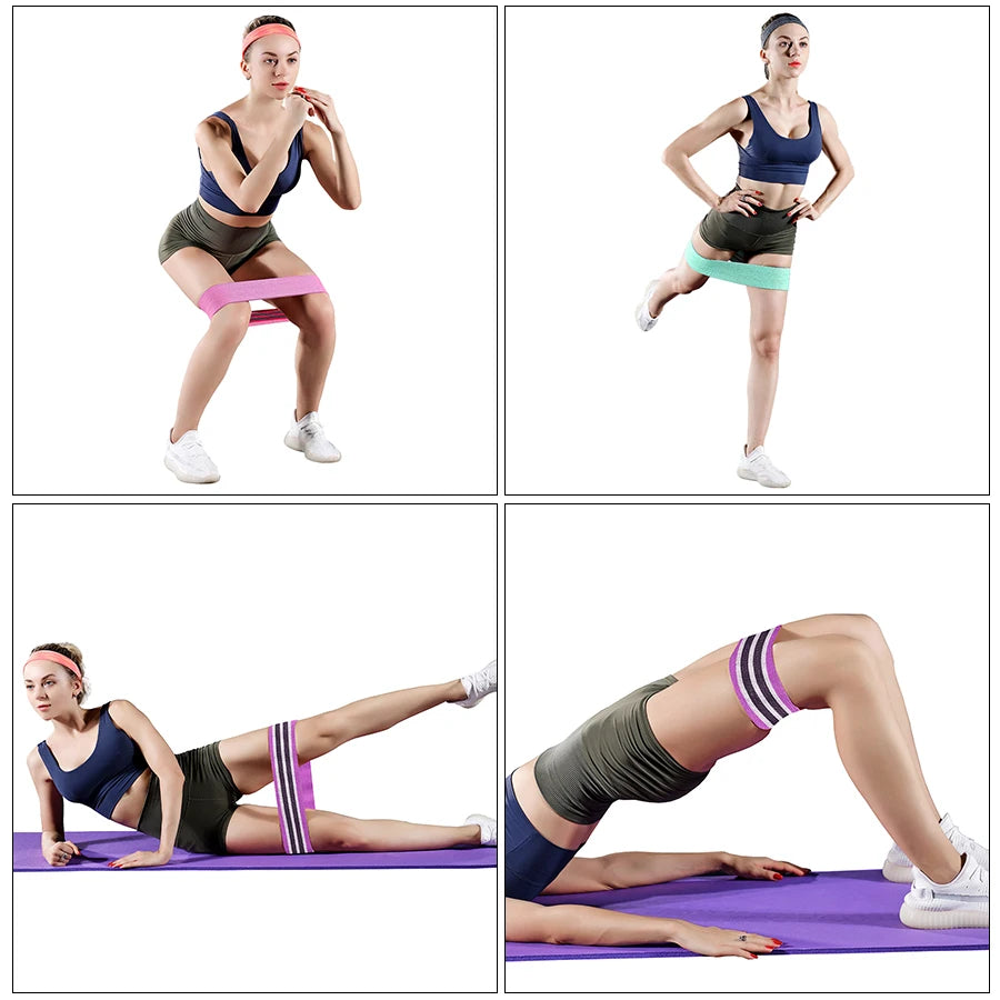 Entraînement des fessiers squat Bande épaisse antidérapante Bandes élastiques de résistance en tissu Bandes de fitness extensibles Boucles Équipement de yoga