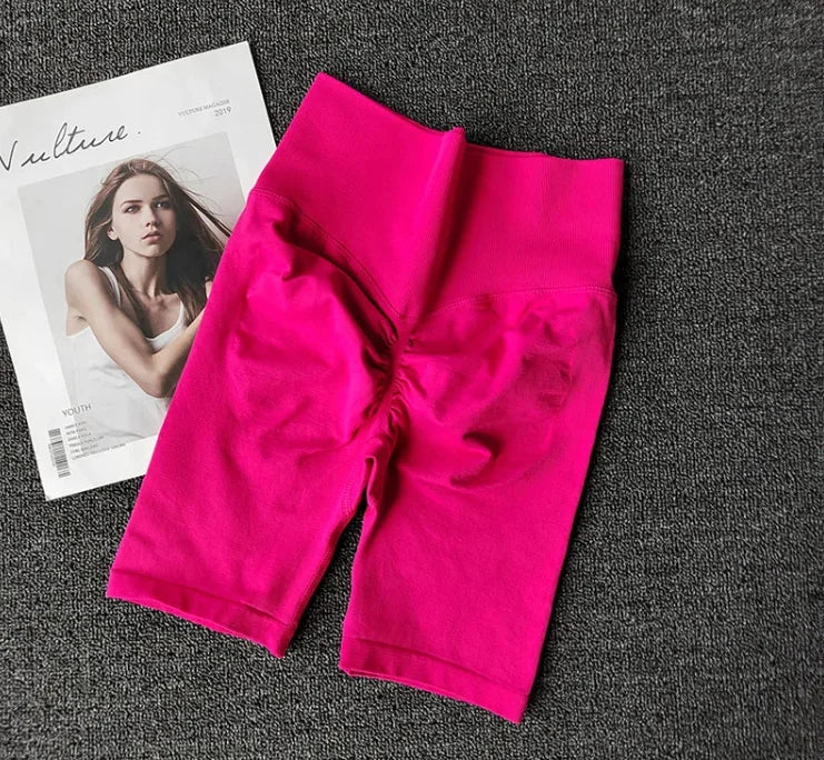 Short de yoga sans couture d'été, short d'entraînement taille haute pour femmes, leggings de gymnastique sexy pour le contrôle du ventre, short de course respirant