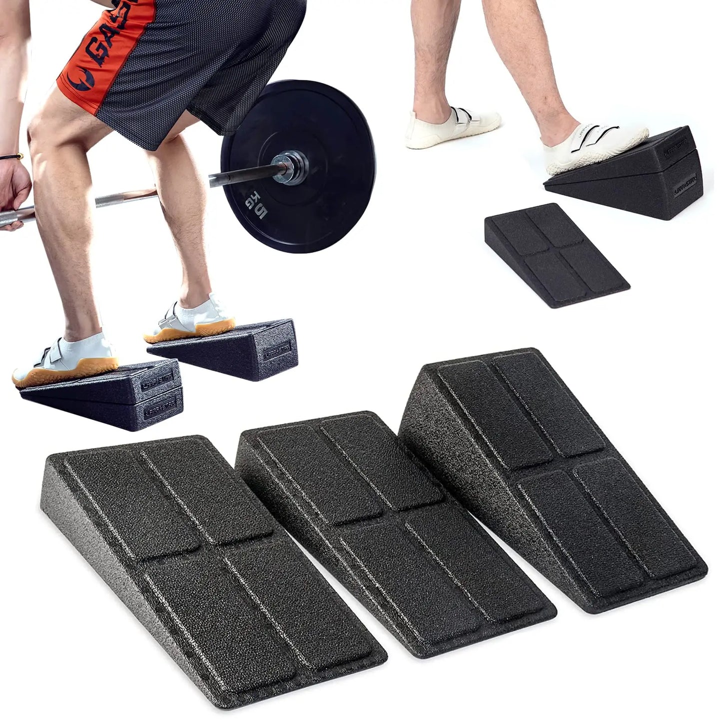 Lot de 3 cales de squat réglables et antidérapantes pour squat, rampe de soulevé de terre, cale pour mollets, planche inclinée, force pour squat, soulevé de terre