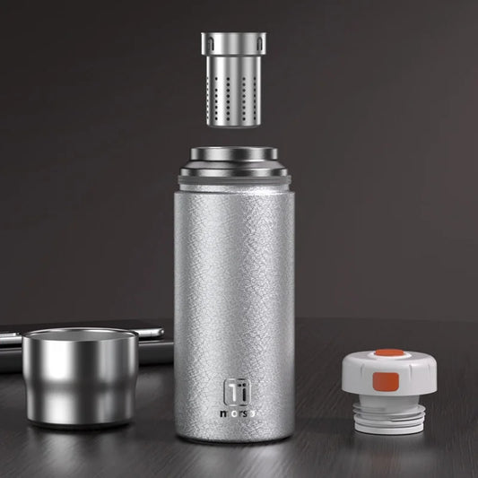 Bouteille isotherme en titane pour thé avec infuseur à thé riche en hydrogène, tasse thermique pour café, garde au chaud/froid, 450 ml