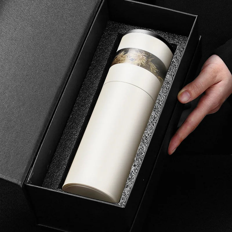 Tasse thermos intelligente en acier inoxydable 316, niveau d'apparence élevé, tasse à thé de séparation de thé pour hommes et femmes, coffret cadeau